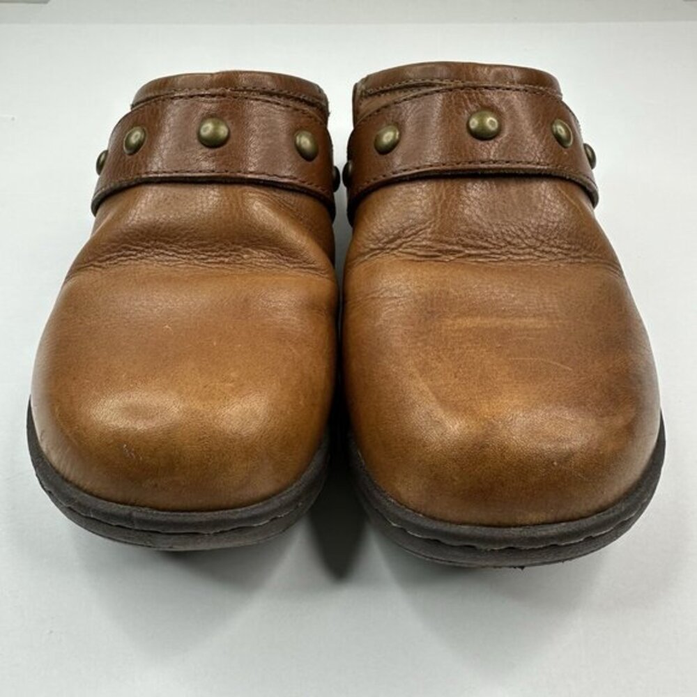 Eastland‎ Gabriella Womens 7.5M Brown Leather Clogs Studded Memory Foam Mules